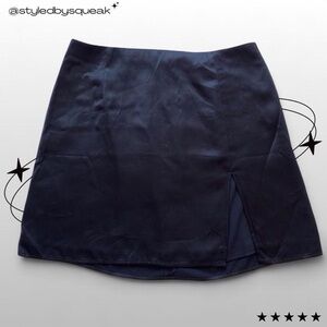 Aritzia Sunday Best Y2K Black Satin Thigh Slit Mini Skirt Small